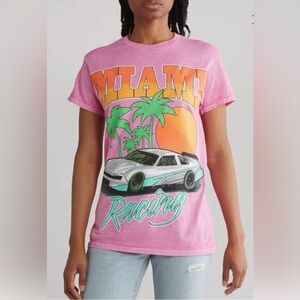Pink Miami Racing Graphic T-Shirt Small